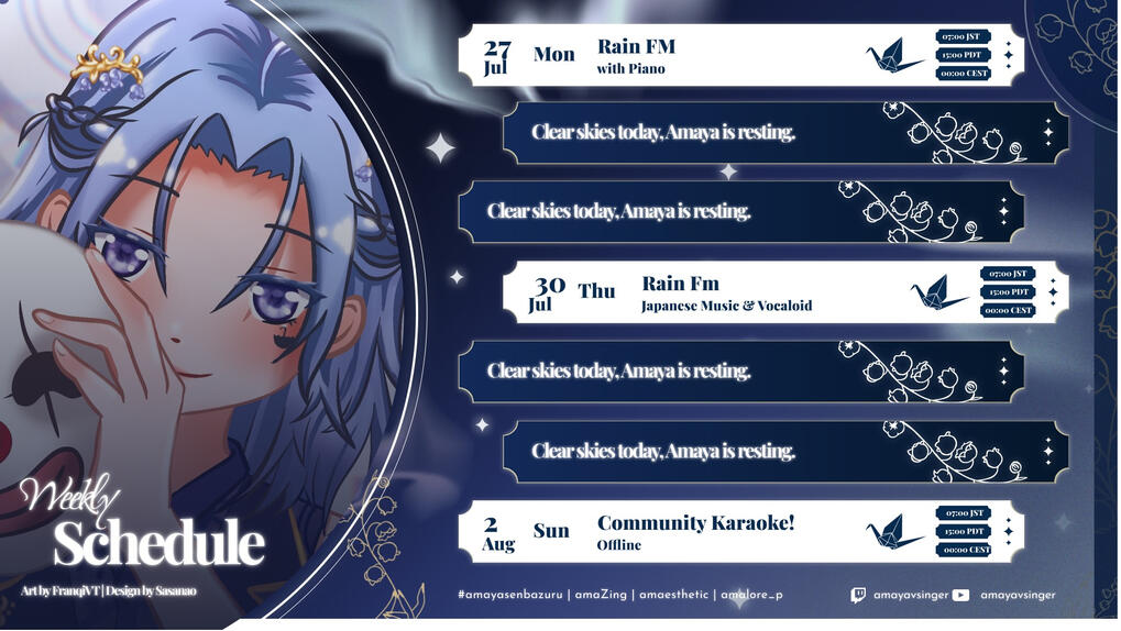 Amayavsinger's Schedule